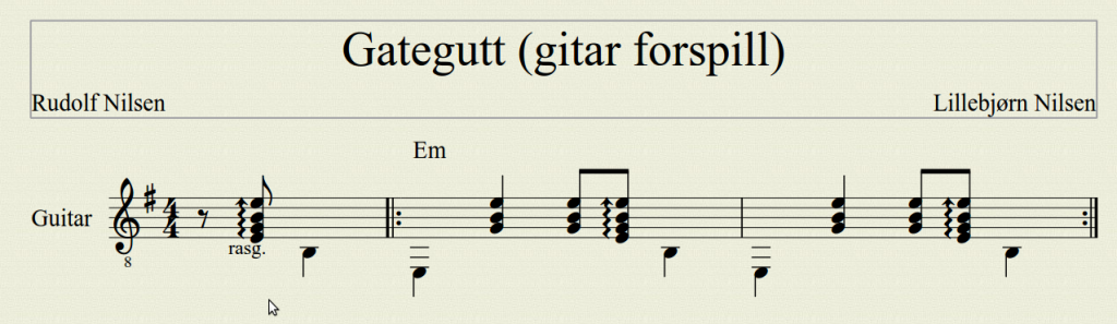 Gategutt (gitar intro) noter