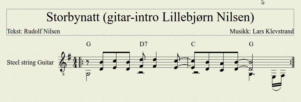 Lillebjørns gitar-intro til Storbynatt