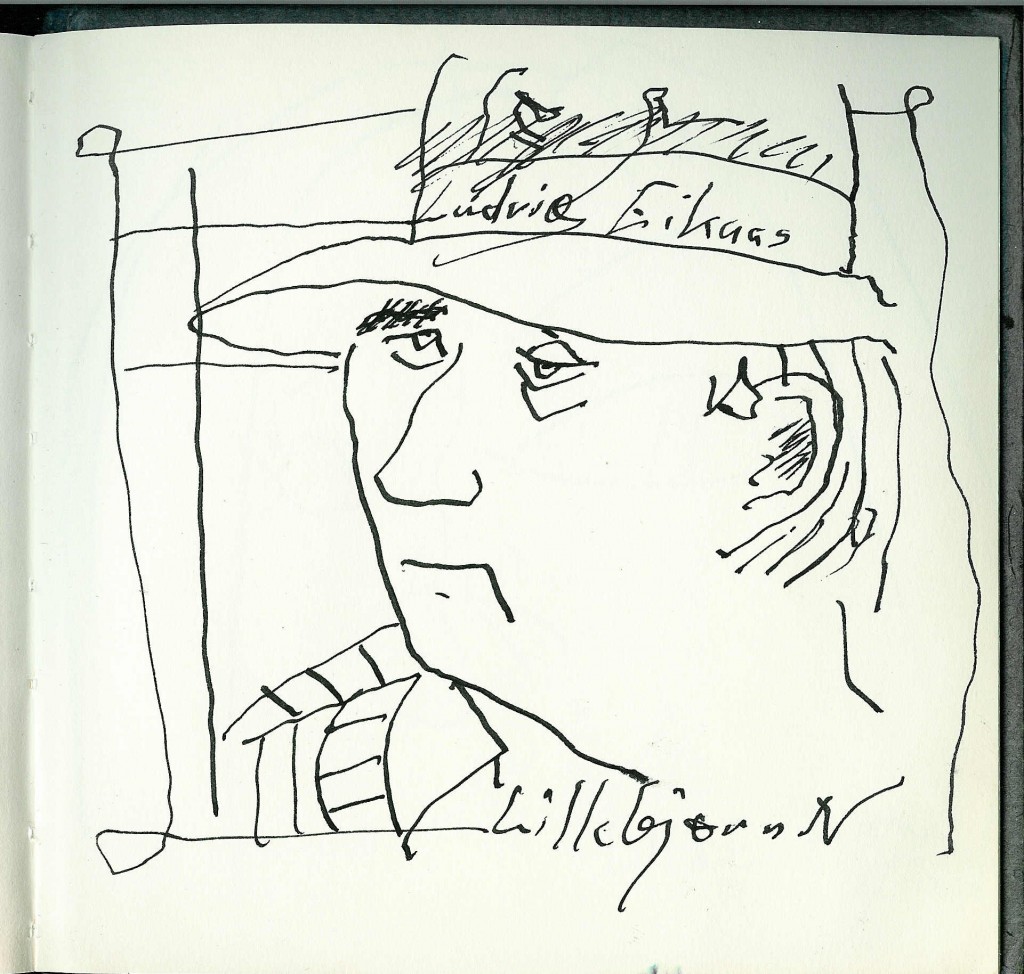 Ludvig Eikaas pennetegning av Lillebjørn Nilsen
